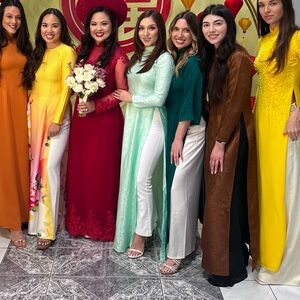 Traditional Vietnamese Áo Dài Dress in aqua blue